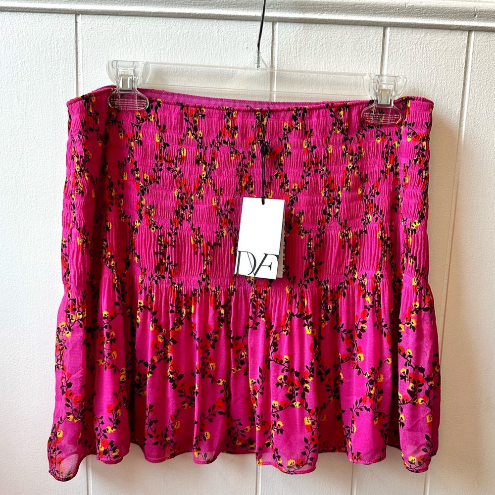 Diane Von Furstenberg DVF Tayte Shalamar Trellis Pink Pleated Skirt Size 6